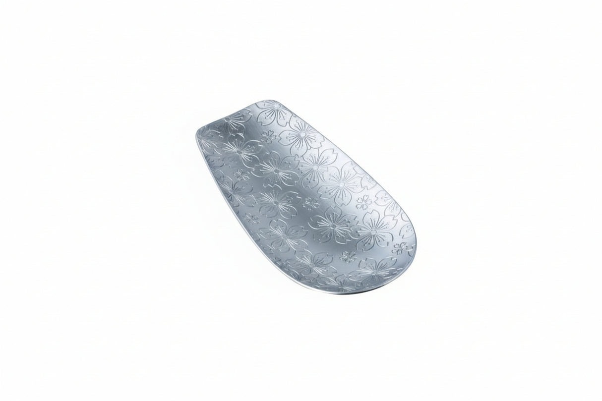 Aoyoshi: Stainless Chasaji Sakura Design Tea Scoop ステンレス茶箕 さくら