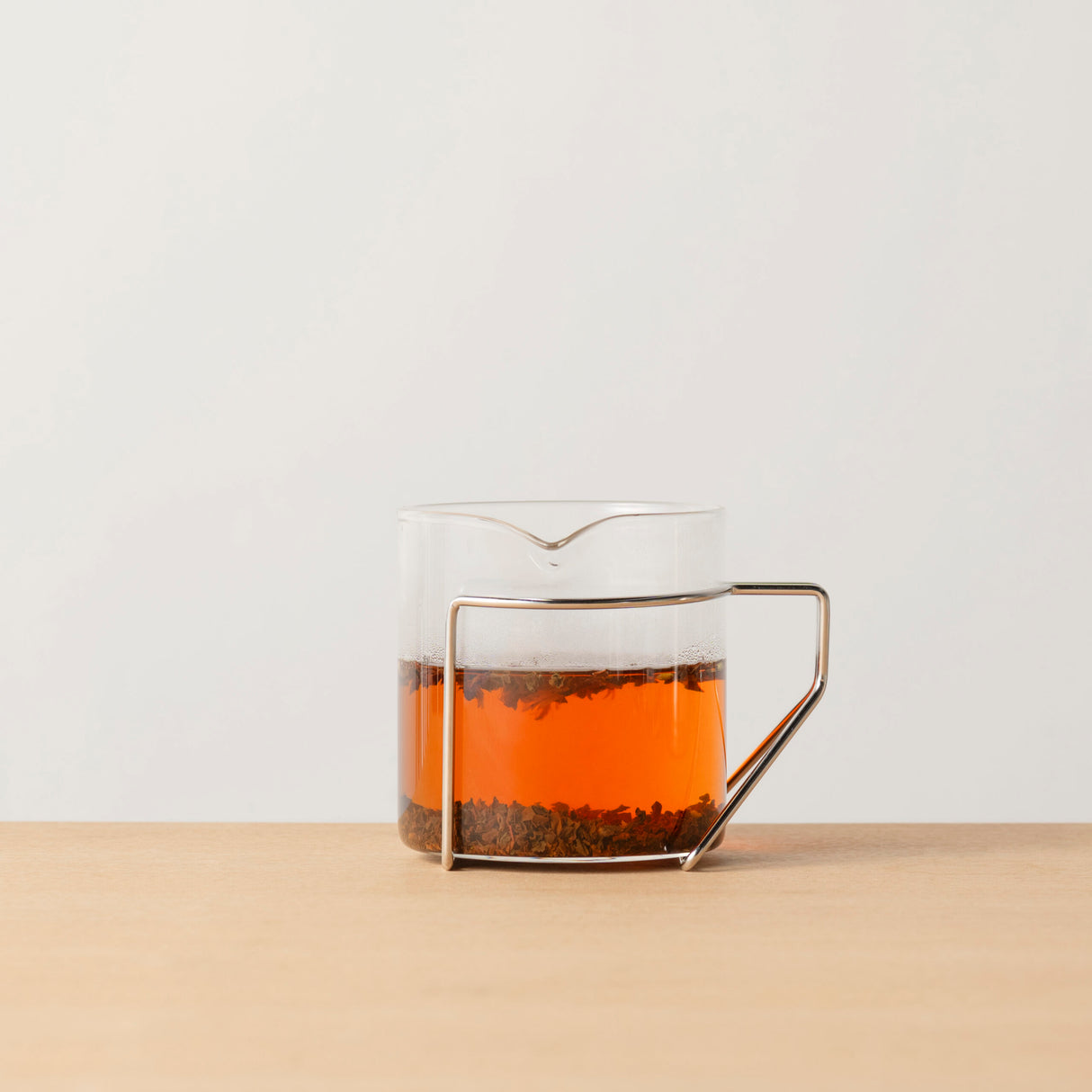 Three Snow: Tea Strainer and Glass Kyusu Set (Pink Gold - blackens as it ages)