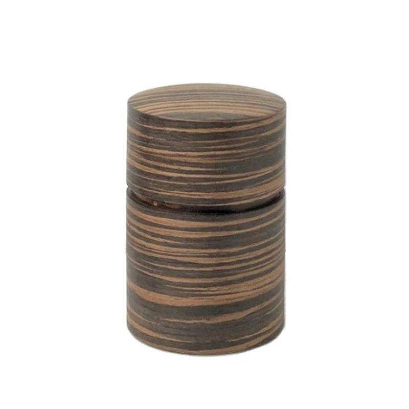 Fujiki Denshiro: Obizutsu Tea Canister - Ebony Wood Grain 帯筒 茶筒(大)黒檀柾目 - natsumiya.live