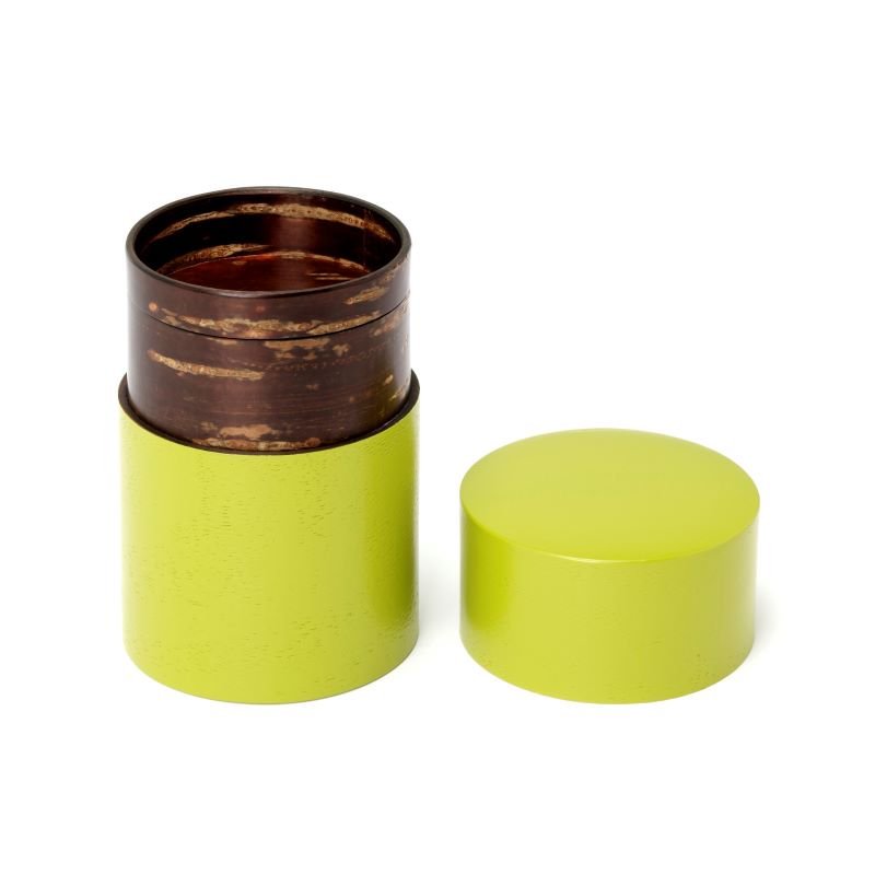 Fujiki Denshiro: Obizutsu Tea Canister - Wakaba 帯筒茶筒わかば - natsumiya.live