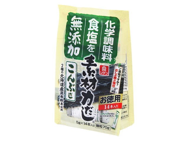 Riken Sozairyoku: Japanese soup stock, Konbu-dashi, 14 x 5g packets 素材力だし こんぶだし - natsumiya.live