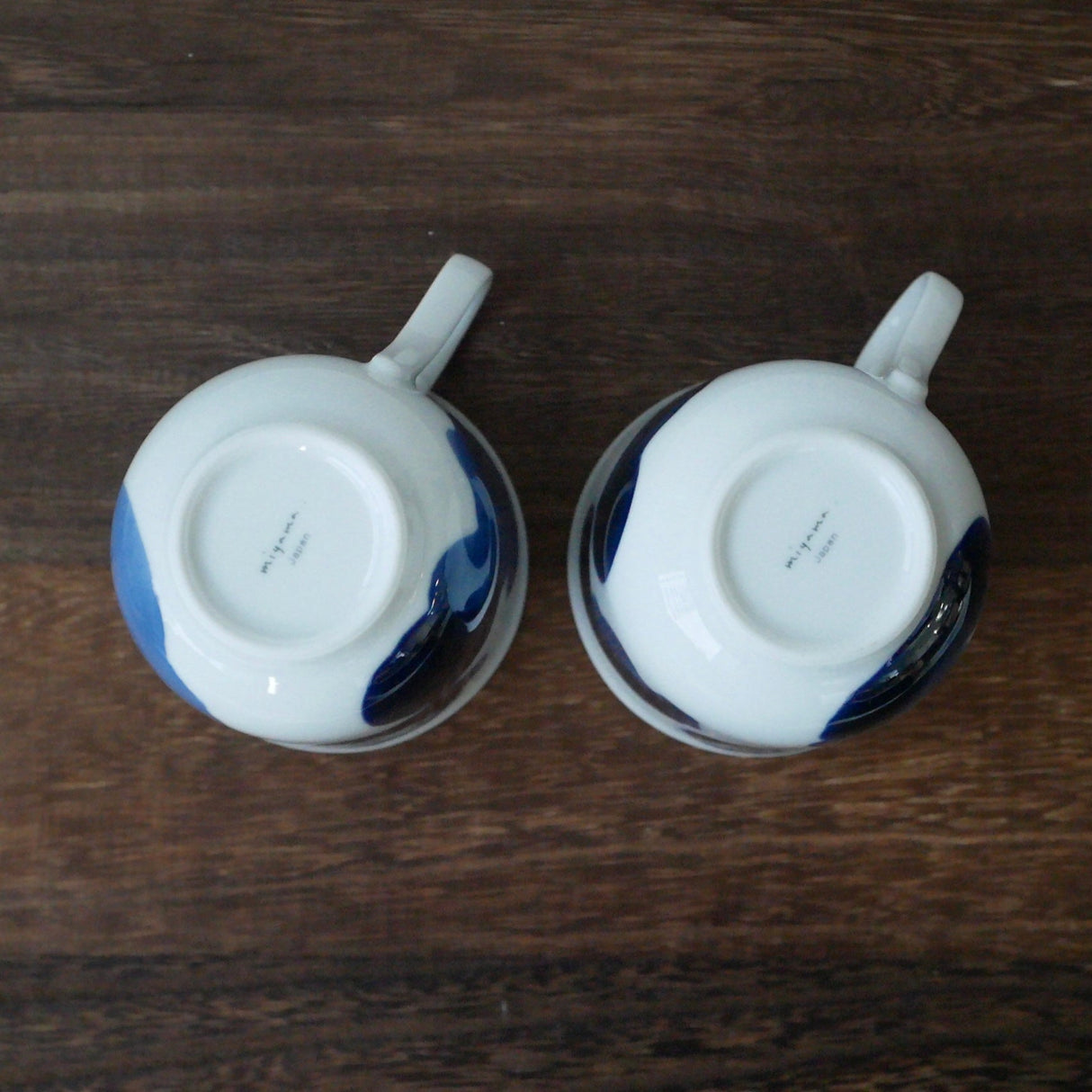 Yamani - Miyama Tableware: Blue Ink White Paired Mugs - natsumiya.live