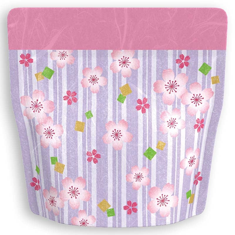 Yoshimura Pack 10157 Resealable Washi Paper Bag Sakura In Purple 桜の花柄 - natsumiya.live
