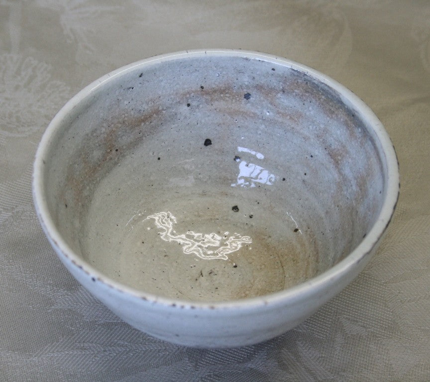 ヤマキイカイ Y1548：石堂窯 常滑白粉引抹茶碗 石堂粉引抹茶碗