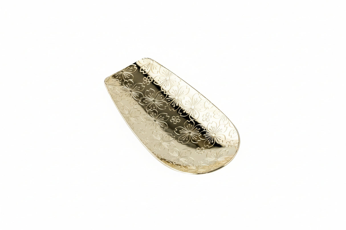 Aoyoshi: Stainless Chasaji Sakura Design Tea Scoop ステンレス茶箕 さくら
