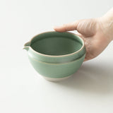 (while stock lasts) Origami Tea Matsukaze Green Minoyaki Porcelain Matcha Bowl with Pouring Lip　抹茶碗 松風グリーン