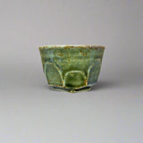 Seiangama: Carved Design Mino-yaki Guinomi Cup 5 Piece Set with Wooden Box 削ぎ五様ぐい呑揃