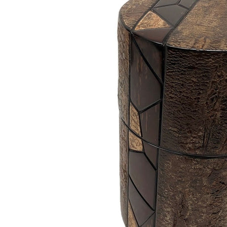 Fujiki Denshiro: Frosted Oyamazakura Bark Chazutsu (Vertical Stripe) by Arakawa Keitaro 総皮茶筒 大山桜 霜降皮 縦（荒川慶太郎　作） - natsumiya.live