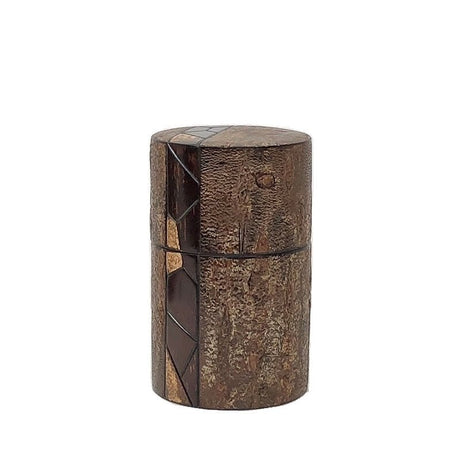 Fujiki Denshiro: Frosted Oyamazakura Bark Chazutsu (Vertical Stripe) by Arakawa Keitaro 総皮茶筒 大山桜 霜降皮 縦（荒川慶太郎　作） - natsumiya.live