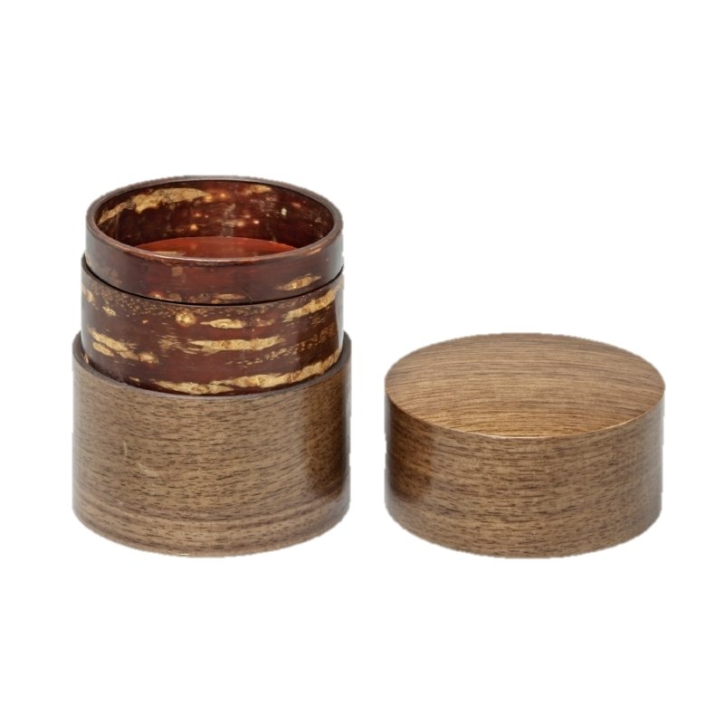 Fujiki Denshiro: Obizutsu Tea Canister - Walnut 帯筒茶筒くるみ - natsumiya.live