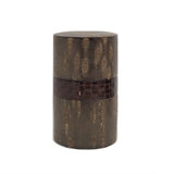Fujiki Denshiro: Oyama Sakura Bark Chazutsu, Ajiro Weave (Horizontal Stripe) by Arakawa Keitaro 総皮茶筒 大山桜 アジロ 横（荒川慶太郎　作） - natsumiya.live