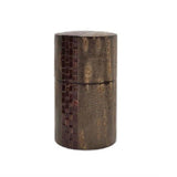 Fujiki Denshiro: Oyama Sakura Bark Chazutsu, Ajiro Weave (Vertical Stripe) by Arakawa Keitaro 総皮茶筒 大山桜 アジロ 縦（荒川慶太郎　作） - natsumiya.live