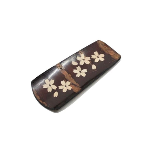 Fujiki Denshiro: Tatami Sakura Bark Tea Scoop Chasaji - Plain Bark with Sakura たたみ茶箕 無地皮 散花 - natsumiya.live
