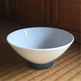 Hakusan Porcelain: Hasamiyaki Rice Bowl - "Threads of Hemp" (Indigo or Sepia) - natsumiya.live