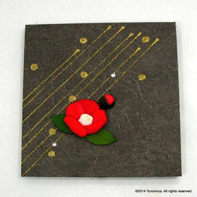 Hana & Haku: Tsubaki Flower Washi Paper Panel (Grey #1) - natsumiya.live