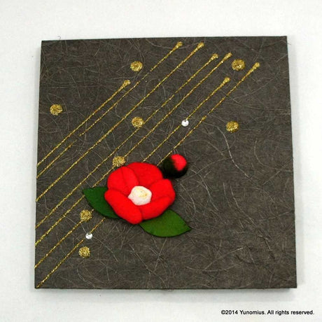 Hana & Haku: Tsubaki Flower Washi Paper Panel (Grey #1) - natsumiya.live