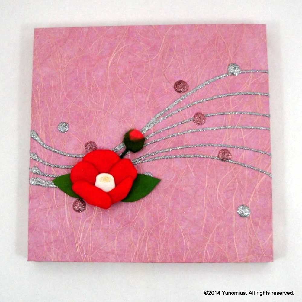 Hana & Haku: Tsubaki Flower Washi Paper Panel (Pink #1) - natsumiya.live