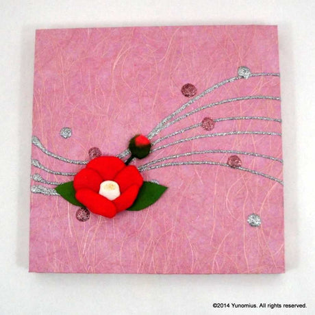 Hana & Haku: Tsubaki Flower Washi Paper Panel (Pink #1) - natsumiya.live
