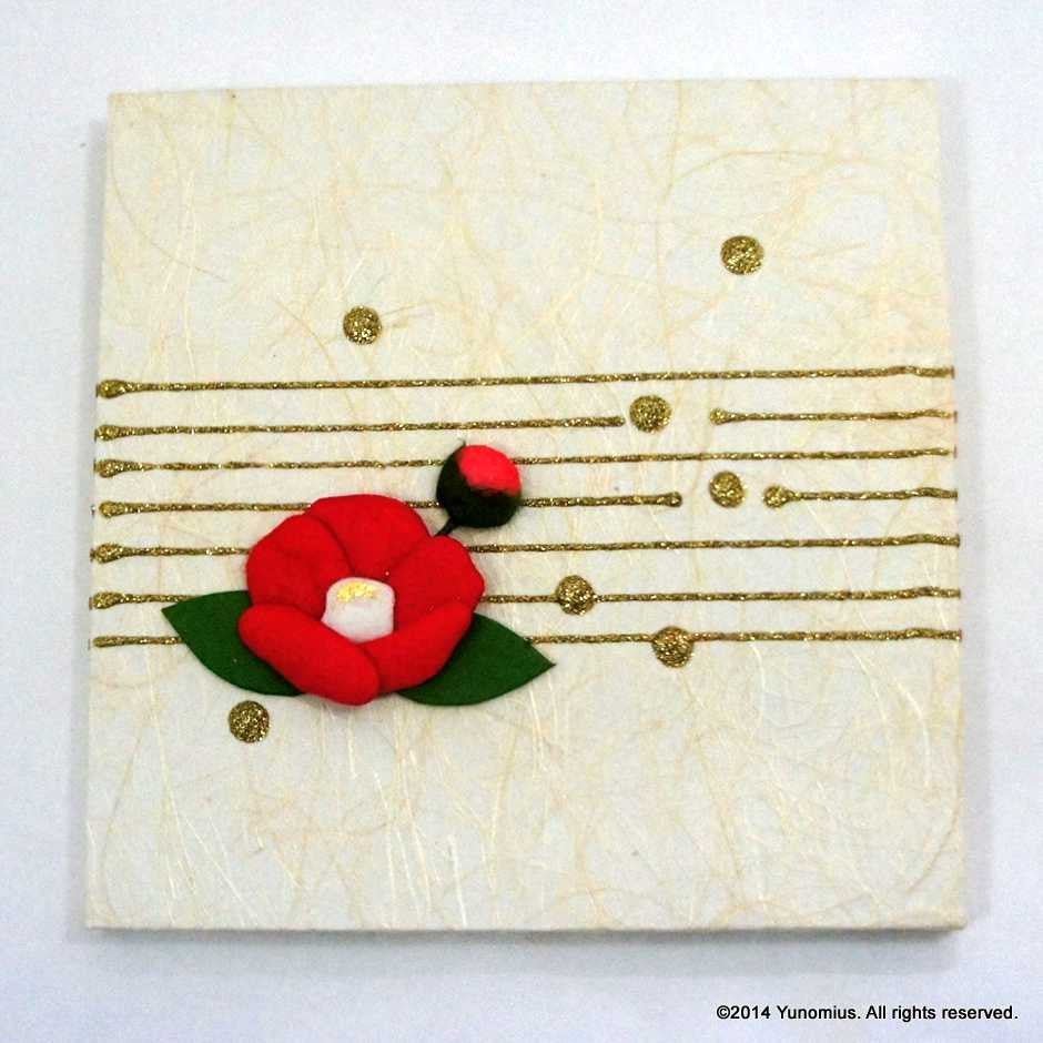 Hana & Haku: Tsubaki Flower Washi Paper Panel (White #4) - natsumiya.live