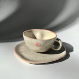 Hiroshi Hirai: Heart Shaped Cup & Saucer Set, Pink Accents - natsumiya.live