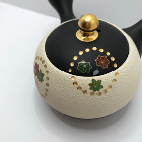 Isobe Ceramics mi122: Tokoname Kyusu Golden Autumn Leaves by Shouhou 200 ml 金彩紅葉桜 - natsumiya.live