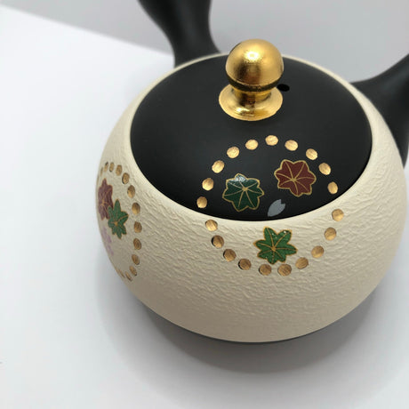 Isobe Ceramics mi122: Tokoname Kyusu Golden Autumn Leaves by Shouhou 200 ml 金彩紅葉桜 - natsumiya.live
