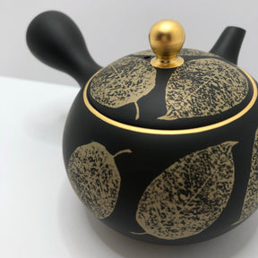 Isobe Ceramics mi124: Tokoname Kyusu Shouhou 200 ml 金彩木の葉 - natsumiya.live