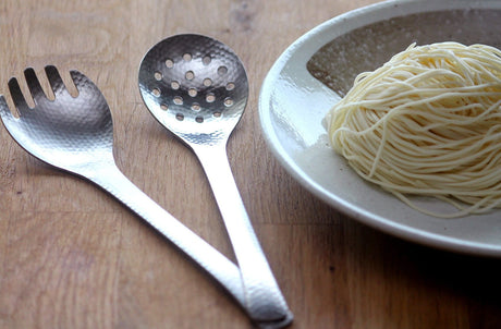 Japanese Hammer Tone Serving Spoon with Holes - natsumiya.live