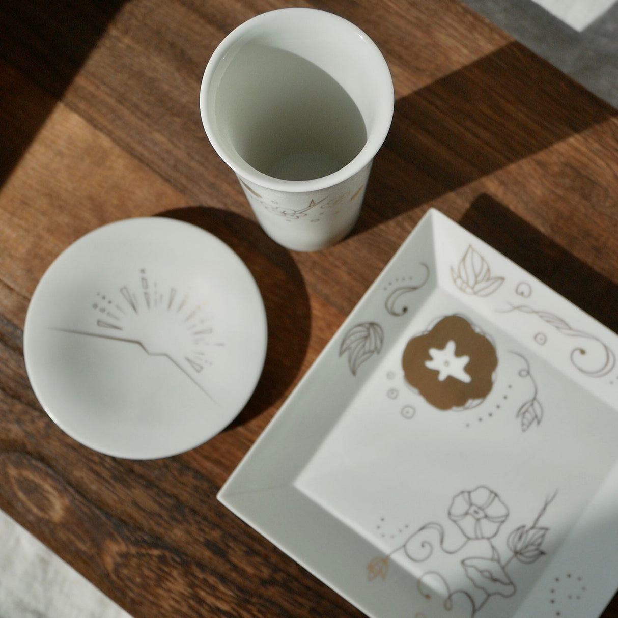 Kamigata Ryugi: Haiku Series Plate Set, Gold - natsumiya.live