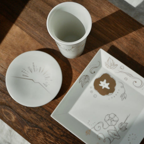 Kamigata Ryugi: Haiku Series Plate Set, Gold - natsumiya.live