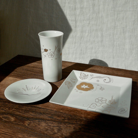 Kamigata Ryugi: Haiku Series Plate Set, Gold - natsumiya.live