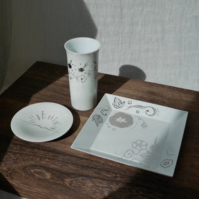 Kamigata Ryugi: Haiku Series Plate Set, Silver - natsumiya.live