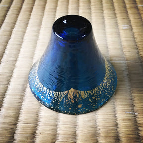 Kimoto Glass: Shofukuhai Mt. Fuji Blue Sake Glass, 65 ml - natsumiya.live