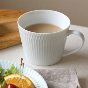 Oda Pottery: Sazanami Design Porcelain Mug Cup (White) 小田陶器さざなみマグカップ（白） - natsumiya.live