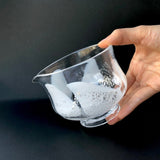 Suikaen: Katakuchi Chawan Glass Matcha Bowl with Spout (Tomoe, 巴) - natsumiya.live