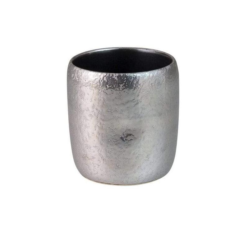 Touetsugama Aritayaki Dimple Rock Cup - Ibushi Silver - Black いぶし銀内黒マット　えくぼロックカップ - natsumiya.live