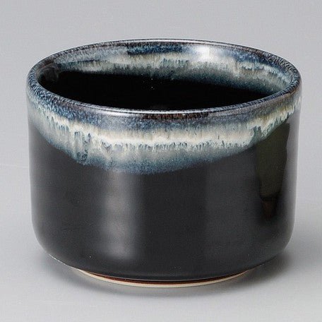 Yamaki Ikai M1412: Black Minoyaki Tenmoku Matcha Tea Bowl - natsumiya.live