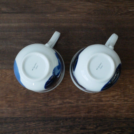 Yamani - Miyama Tableware: Blue Ink White Paired Mugs - natsumiya.live