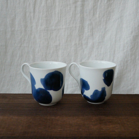 Yamani - Miyama Tableware: Blue Ink White Paired Mugs - natsumiya.live