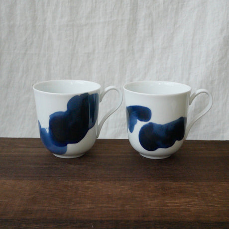 Yamani - Miyama Tableware: Blue Ink White Paired Mugs - natsumiya.live