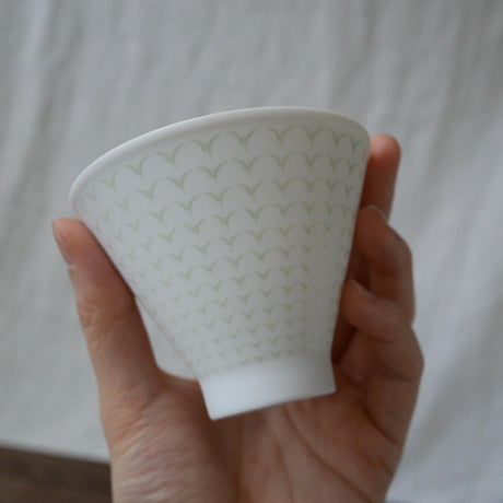 Yamani - Miyama Tableware: Chahaku Morning Glory Tea Cup - Gyokuro Green - natsumiya.live