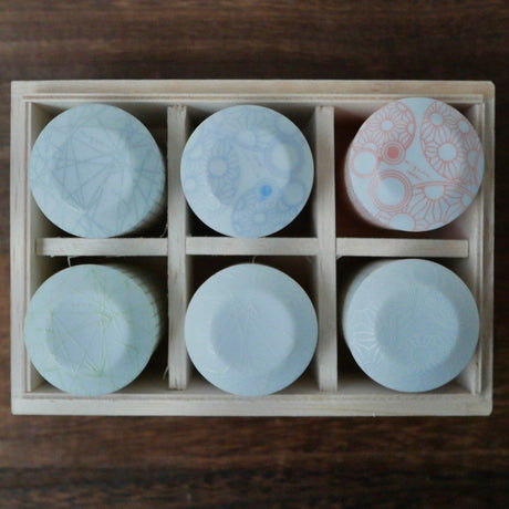 Yamani - Miyama Tableware: Sasasa Guinomi Shot Glass 6-Piece Set with Wooden Gift Box - natsumiya.live